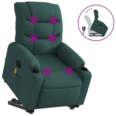 Produktbild von vidaXL Massagesessel mit Aufstehhilfe Dunkelgrün Stoff