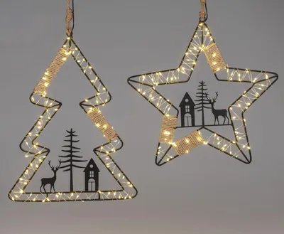 Produktbild von formano LED Weihnachtshänger 2er Set Baum & Stern, 41/36 cm je 102 LEDs