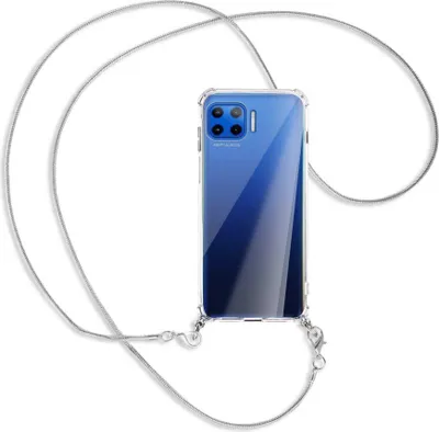 Produktbild von Handykette Backcover-Schutzhülle mit Band (Metall silberfarben) für Motorola Moto G 5G Plus - silberfarbene Kette Snake
