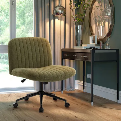 Immagine prodotto di Sedia da ufficio senza braccioli, rivestita in tessuto tipo "Teddystof", colore verde, regolabile in altezza