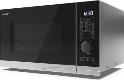 A studio shot of a Sharp microwave oven.