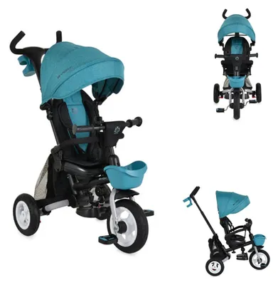 Produktbild von Byox Dreirad Flexy Lux 3 in 1 Tricycle, klappbar, Gummireifen, drehbarer Sitz dunkelblau