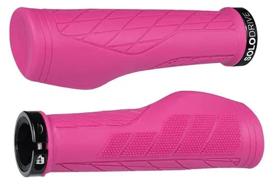 Image de Poignées de vélo ergonomiques, antidérapantes, en caoutchouc, à verrouillage unique, de couleur rose, pour guidon de 22,2 mm