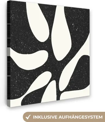 Produktbild von MuchoWow® - Leinwandbilder - Pflanze - Schwarz - Minimalismus, Wandbild, Wanddeko Bilder Wohnzimmer, 20x20 cm