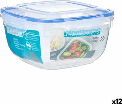 Produktbild von 2,4 l quadratische transparente Kunststoff-Lunchbox 20 x 11 x 20 cm (12 Stück)
