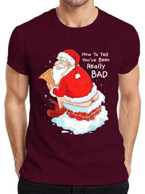Immagine prodotto di Babbo Natale regalo sfacciato Come dire che sei stato davvero cattivo Maglietta da uomo, Borgogna, XL