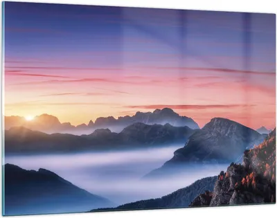 Produktbild von Bilder auf glas - Einteilig - Westen Sonne Berge - 120x80cm - Glasbilder - Wandbilder - Bilder - zum Aufhängen bereit - Wanddekoration aus Glas - Glas Bilder - Wandbild auf Glas - GAA120x80-4525