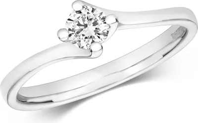 Produktbild von Funkelndes Feuer 9 Karat (375) Weißgold Solitär Verlobung Diamant Damenring Brillant-Schliff 0.25 Karat H - I1, 50 (15.9); TRS319979KWRSK