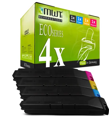 Produktbild von 4 Mehrwegtoner kompatible Lasertoner ersetzt Utax 654510014 654510010 654510016 654510011 Mehrfarbig