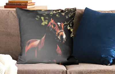 Produktbild von MuchoWow® Zierkissen Sofakissen Wohnzimmer Dekokissen 60x60 cm Pferd - Äste - Porträt - Sitzfläche - Foto Polster