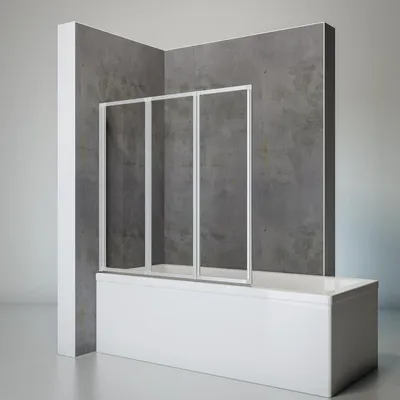 Produktbild von Schulte Duschwand Smart inkl. Klebe-Montage, 127 x 121 cm, 3-teilig faltbar, Duschabtrennung für Badewanne, Alu-Natur, 3 mm Sicherheitsglas (ESG) Klar hell