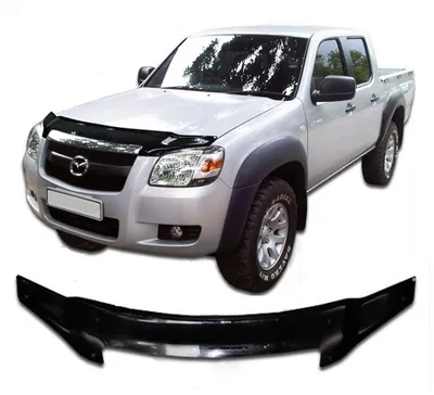 Produktbild von SCOUTT | Motorhaube Windabweiser Insekten Steinschlagschutz Für Mazda BT-50 2008-2011, Aerodynamisch, Einfache Montage, Getönt, Spezielle Halterungen Für Die Haube (Ohne Bohren)