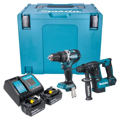 Produktbild von Makita DLX 2278 SGJ Akku Kombo Kit + DHP 484 Schlagbohrschrauber 54 Nm + DHR 171 Bohrhammer 1,2 J + 2x Akku 6,0 Ah + Ladegerät + Makpac