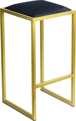 Produktbild von FERRO Barhocker 64 cm Gold - Schwarz – Moderner Metall Barstuhl ohne Lehne im Loft-Stil mit Gepolstertem Sitz