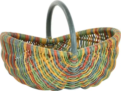 Produktbild von KRINES HOME Einkaufskorb / Bügelkorb / Shopper aus echtem Rattan, Henkel- Trage-Korb leicht und stabil (Bunt (Rot, Blau, Grün, Gelb))