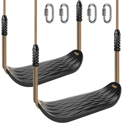 Produktbild von Schaukelsitz Kunststoff rutschfest verstellbares Seil 4 Karabiner 2er-Pack Schwarz