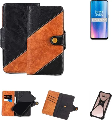 Produktbild von K-S-Trade Handyhülle Schutzhülle Bookstyle Case Wallet-Case kompatibel mit OnePlus Nord CE 2 5G Handy Cover Bumper Klapphülle schwarz hellbraun 1x