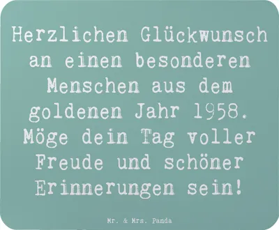 Produktbild von Mr. & Mrs. Panda Mousepad Spruch 1958 Geburtstag - Meeresbrise - Geschenk, Alter, Nostalgie, laptop mauspad, Geburtstagsgeschenk, Mouse Pad, Happy Birthday, pc, Freude