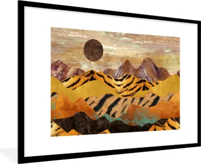 Produktbild von MuchoWow® Gerahmtes Poster Marmor - Tigerdruck - Gold 90x60 cm - Poster mit Schwarzem Bilderrahmen Wandposter Rahmen Foto Bilder - Wanddekoration - Fotos