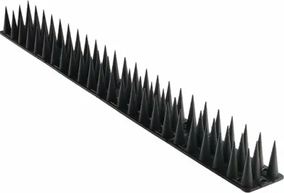 Obrázok produktu pre 99 cm hroty na odpudzovanie holubov na balkón | plastový 3-radový odpudzovač vtákov - 153 hrotov - výška 3,7 cm | odpudzovač vtákov proti vranám a ďatľom | odpudzovač holubov na strechu, okno, záhradu - farba: čierna