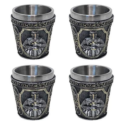 Produktbild von 4er Set Schnapsbecher Shotglas Kreuzritter