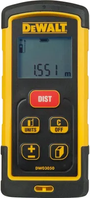 Zdjęcie produktu dla DeWALT DW03050-XJ, Dalmierz laserowy, ft, m, Czarny, Żółty, Analogowy, 50 m, 1,5 mm