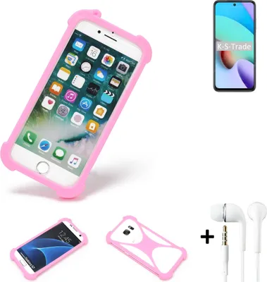 Produktbild von K-S-Trade Bumper + Kopfhörer kompatibel mit Xiaomi Redmi 10 2022 Handy Hülle Schutzhülle Silikon Schutz Hülle Cover Case Silikoncase Silikonbumper