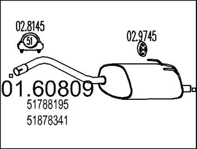 Produktbild von MTS 01.60809 Endschalldämpfer für FIAT PANDA (169) Auspuff