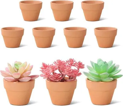 Obrázok produktu pre Sady malých terakotových kvetináčov, 10 ks, 5 cm, sady terakotových kvetináčov pre sukulenty, sady kvetináčov, minikvetináče pre interiérovú a exteriérovú výzdobu