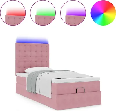 Produktbild von Ottoman-Bett mit Matratzen & LEDs Rosa 100x200 cm Samt