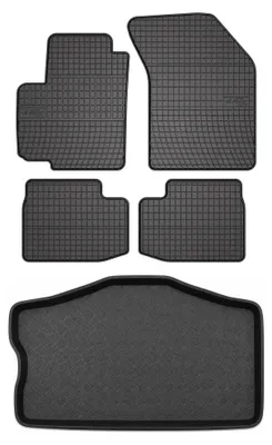 Image de Tapis en caoutchouc + bac de coffre pour Suzuki Swift IV 2005-2008 (hayon, 5 portes) – 5 pièces, noirs, sur mesure