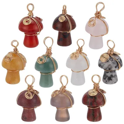 Imagen del producto de Omgoods - Juego de 10 colgantes con forma de seta, ideales para joyería