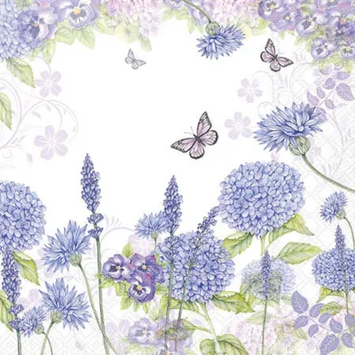 Produktbild von 20 Servietten Purple Wildflowers - Wildblumen in flieder 33x33cm