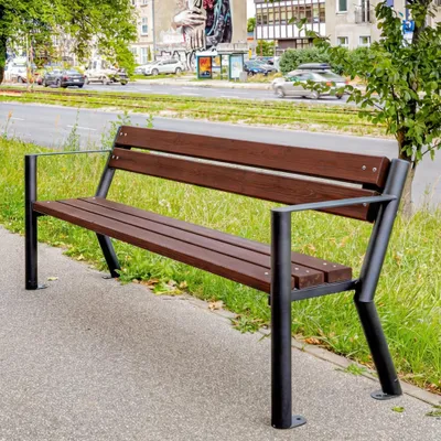 Immagine prodotto di Panchina da giardino REKORD Gladiator con braccioli in palissandro 185 x 59 x 73 cm Robusta Ergonomica  Resistente alle intemperie Acciaio  Legno di abete rosso scandinavo