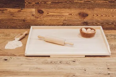 Immagine prodotto di Tavola per pasta in legno monofacciale piccola 53,5x40 cm PL + mattarello in omaggio