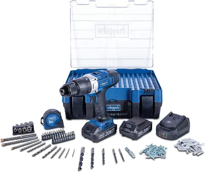 Produktbild von SCHEPPACH 20V Schlagbohrmaschine mit 2x 2.0Ah Akkus + Ladegerät+ Zubehörkoffer - DTB-20ProS