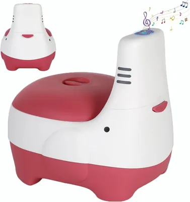 Produktbild von Kinder Toilettentrainer - Töpfchentoilette - Realistisches Spülgeräusch - Tragbar - Leicht zu reinigen - PP-Kunststoff - Rosa