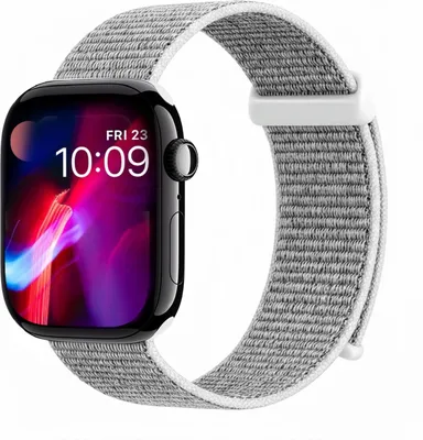 Produktbild von Smartwatch Armband für Apple Watch Series 10 42mm Nylon Textil Band Ersatzband Wechselband Klettverschluss flexibel atmungsaktiv Grau