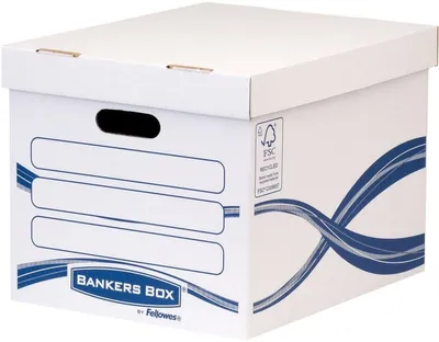 Produktbild von Archivbox Standard Bankers Box Basic 317x287x384mm weiß/blau Packung mit 10 Stück