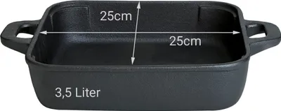 Produktbild von Gusseisenpfanne quadratisch mit 2 Griffen - 25 x 25 x 6 cm