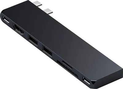Produktbild von Satechi Pro Hub Slim – USB 4 mit 6K Display-Unterstützung – HDMI-Anschluss mit HDR und HDCP – SD/MicroSD-Kartenslots für gleichzeitigen Zugriff