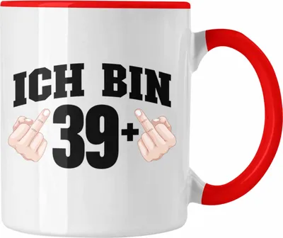 Produktbild von Trendation - Ich Bin 39+ Mittelfinger Tasse Geschenk 40. Geburtstag Geschenke Mann Frau Lustiger Spruch Mutter Vater (Rot)