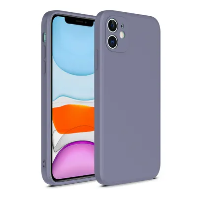 Produktbild von Smartphonica iPhone 12 Silikonhülle mit weicher Innenseite - Lila Grau