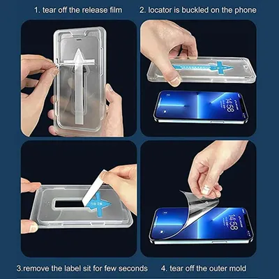 Produktbild von Für iPhone 15 Pro Max Schutzglas Panzerfolie Displayfolie mit Anbringhilfe Klar