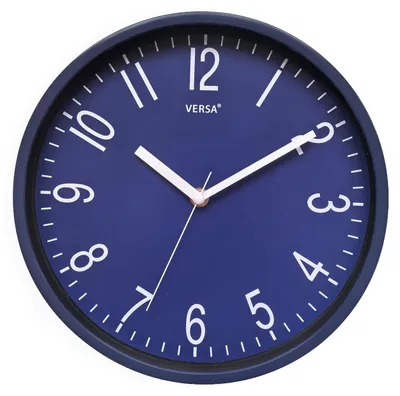 Wandklok, 25 cm, blau, leise, Polypropylen, dekorativ