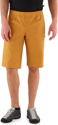 Herren Kletter- und Boulderhosen in Senfgelb von Edelrid; Modell Me Dojo Shorts; mit elastischem Bund.