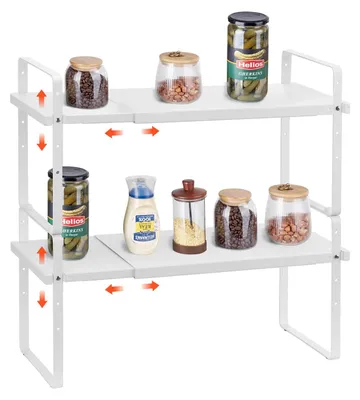 Immagine prodotto di VEVOR portaspezie regolabile in verticale 2 ripiani grande capacità cucina rack, organizzatore impilabile