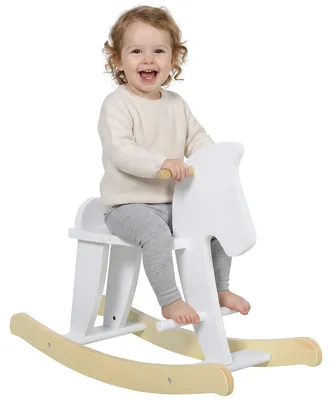 Produktbild von Schaukelpferd aus Holz fš¹r Kinder von 1šC3 Jahren mit Griffen und Fu?stš¹tze, 68 x 26,5 x 48 cm, Wei?