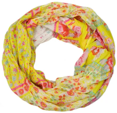 Produktbild von styleBREAKER Damen Loop Schal | Blumen Muster Patchwork Print | Leichter Schlauchschal aus Viskose | Halstuch für Frühling und Sommer