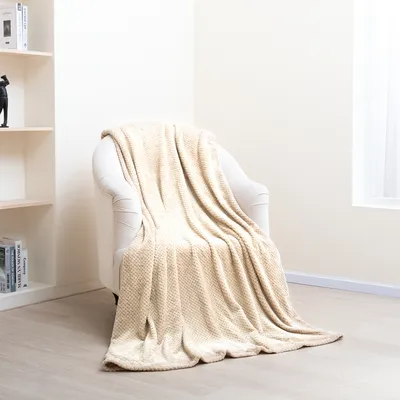 Produktbild von Kuschelige Waffeldecke Flauschige Wohndecke Sofadecke Decke Couch Weich Überwurf 150x200cm Camel